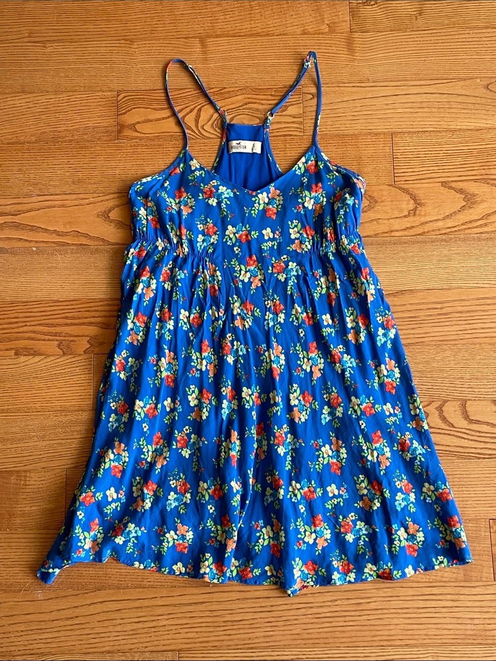 Hollister Bright Blue Floral Spaghetti-Strap Dress